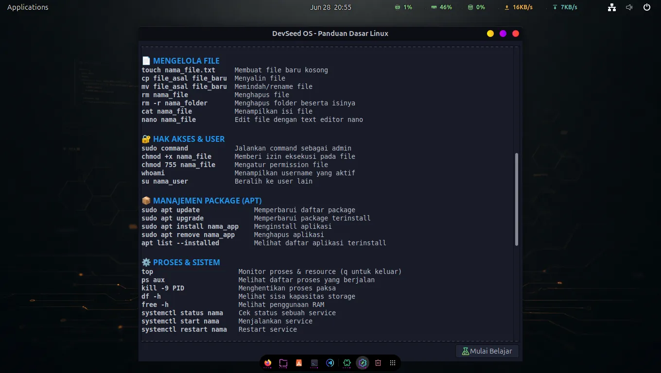 Tampilan Welcome Script bagian kedua